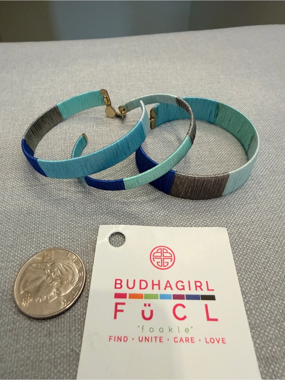 BUDHAGIRL Teal & Navy Thread-Wrapped Bracelet Set